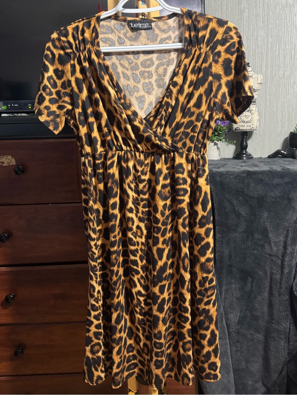 Leopard-Print Wrap Dress in Brown/Black